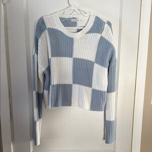 moon & madison Blue and White Checkered Sweater